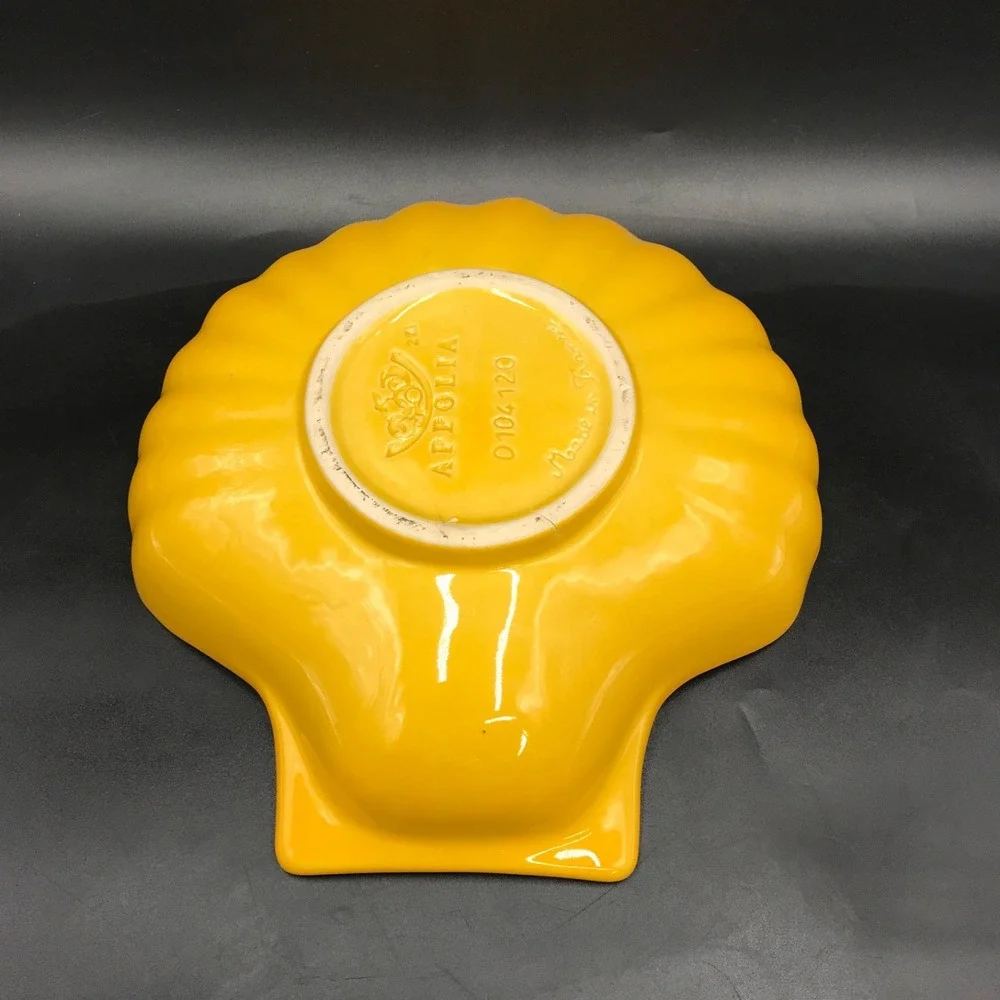 Vintage Appolia France Yellow Sea Shell Baking Divided Serving Dish 0104120